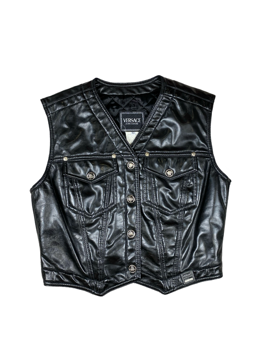 Versace Black Leather Vest