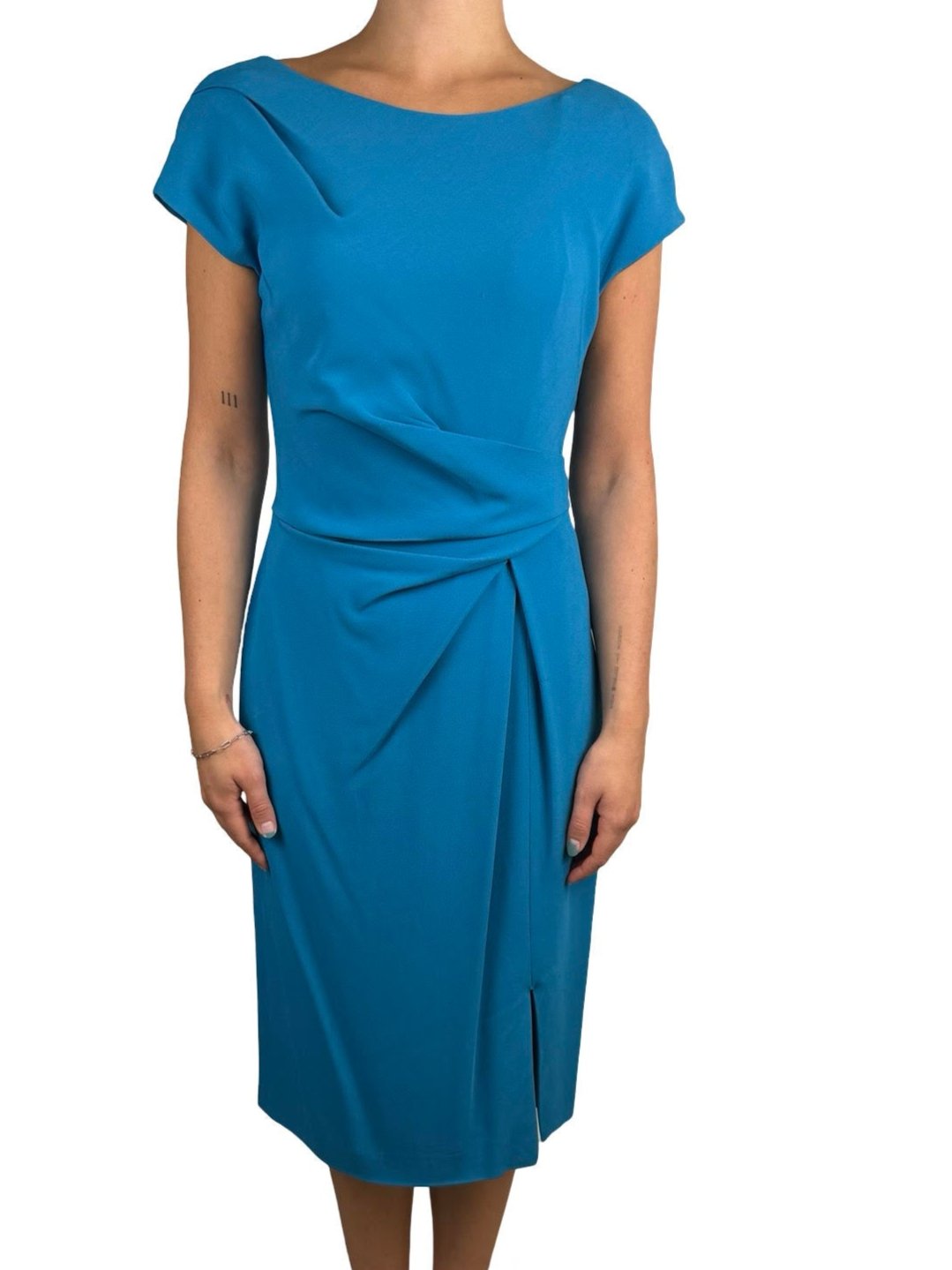 Alaia Blue Pleated Waist Midi Dress