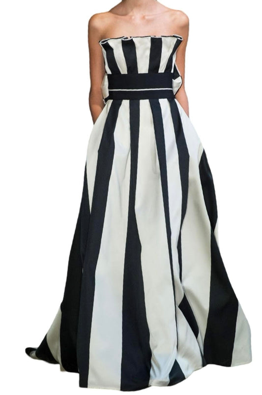 Carolina Herrera Black & White Strapless Gown