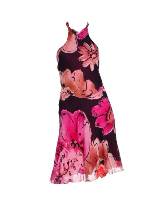 Versace Pink Floral Halter Dress