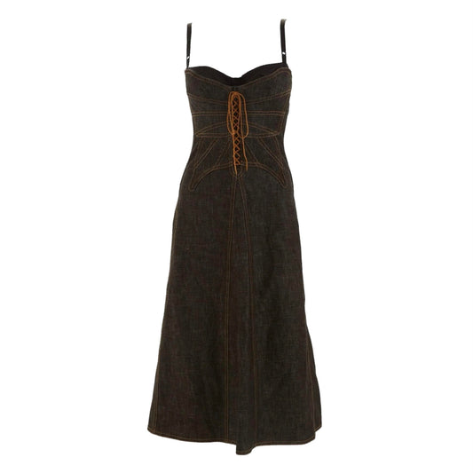 Dolce & Gabbana Dark Denim Midi Dress With Built In Bra