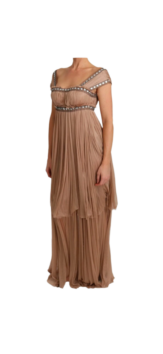 Dolce & Gabbana Pink Grecian Maxi Dress With Jewl Detail