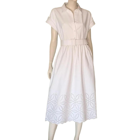 Carolina Herrera Light Pink Collared Mini Dress With Belt