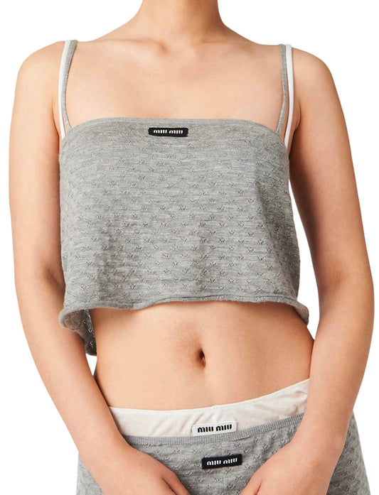 Miu Miu Grey Knit Cropped Tank Top