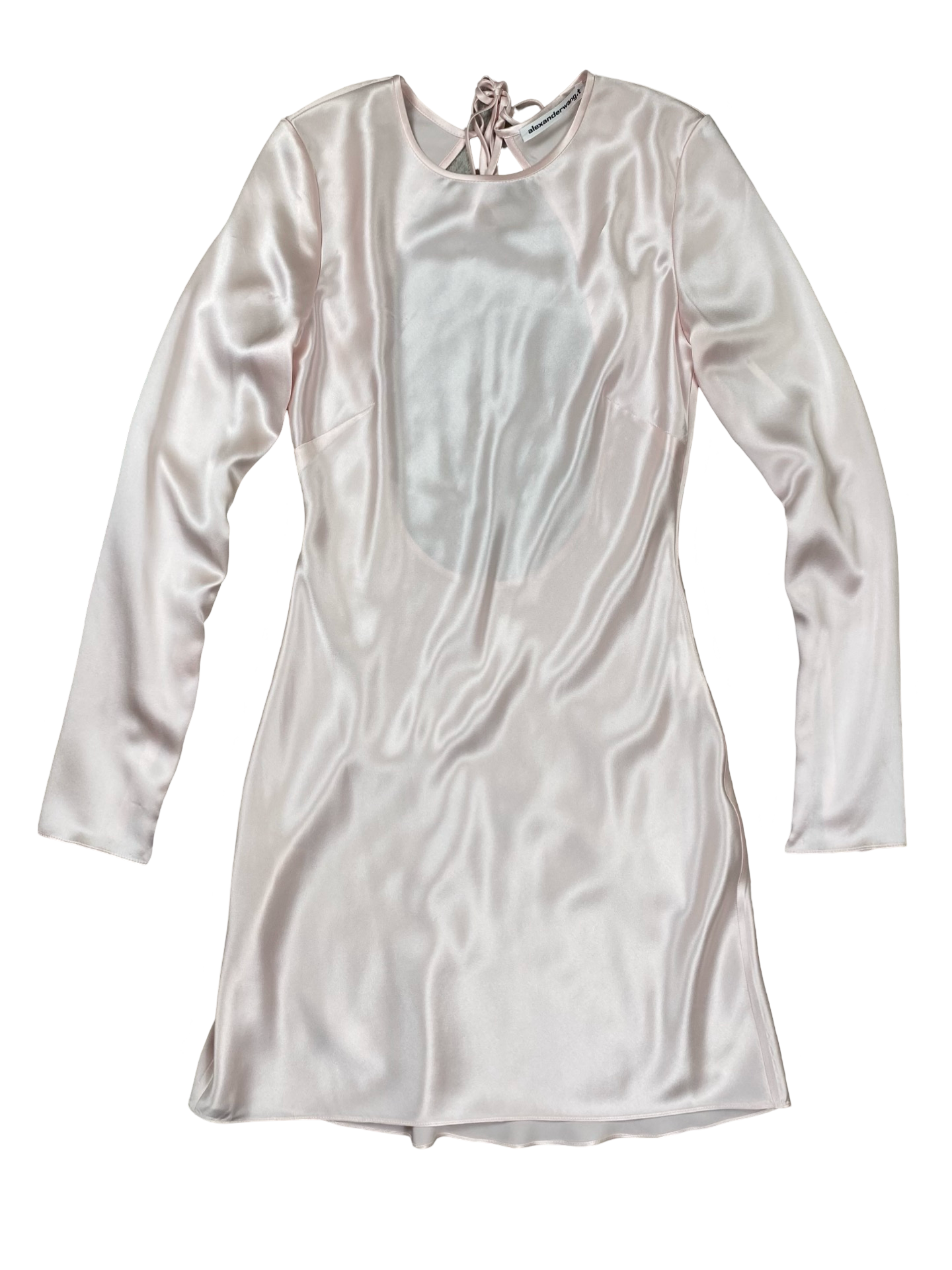 Alexander Wang Champagne Long Sleeve Silky Mini Dress