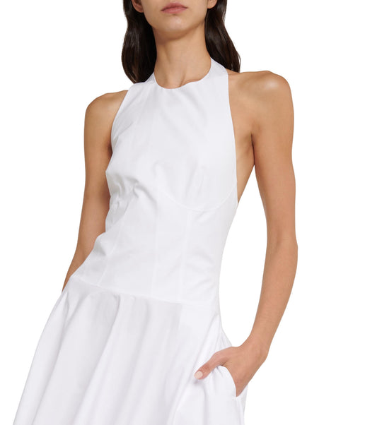 Alaia White Halter Maxi Dress With Pockets