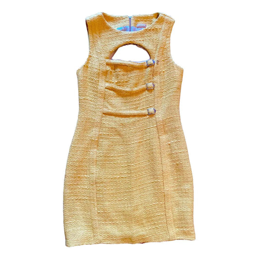 John Galliano Yellow Wool Mini Dress With Cut Out