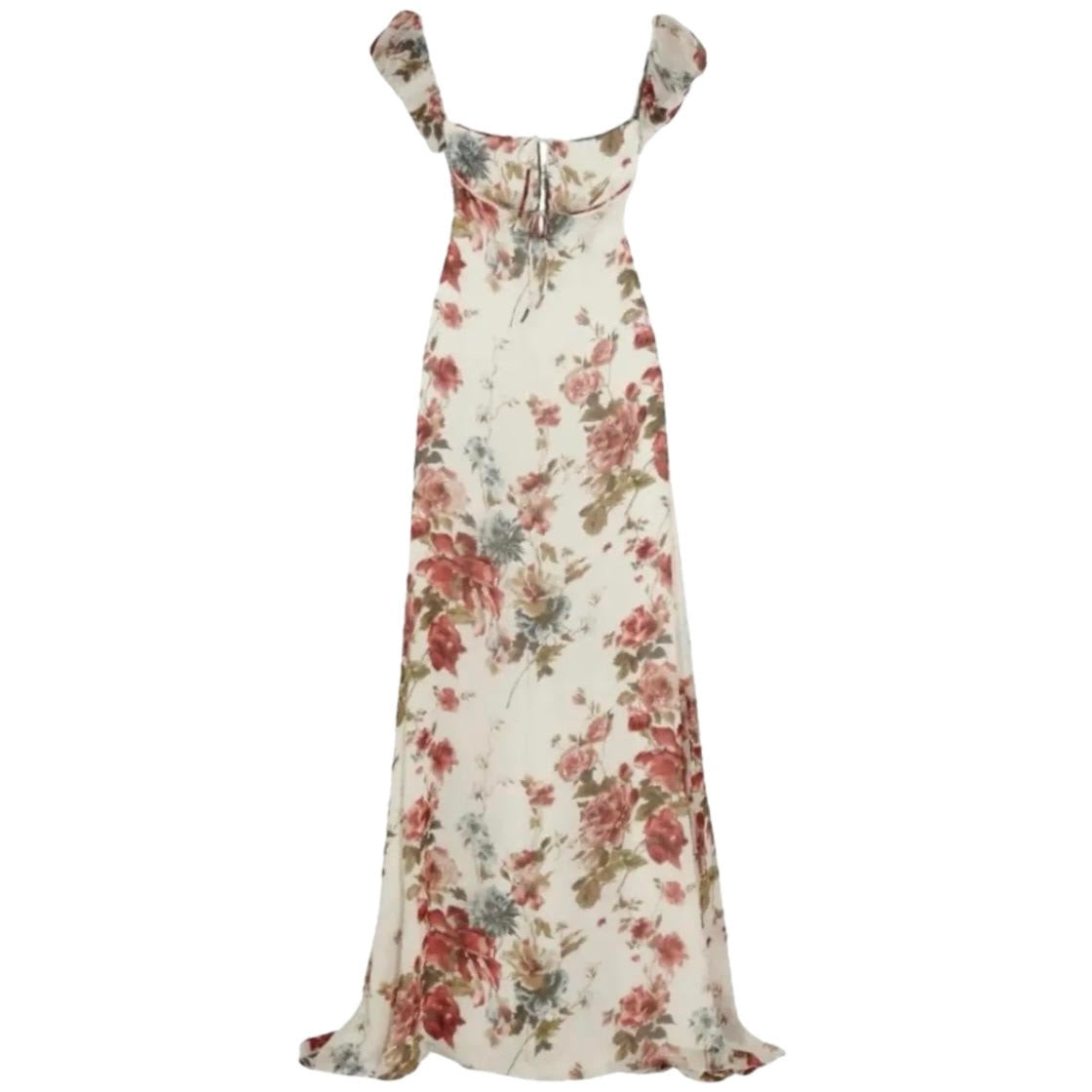 Yves Saint Laurent Floral Maxi Dress With Petal Puff Sleeve