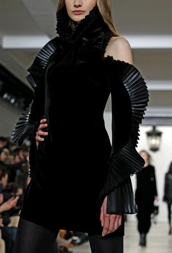 Ralph Lauren Black Velvet Long Sleeve Mini Dress