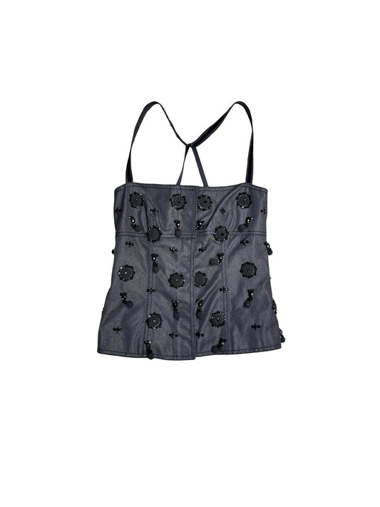 Prada Black Beaded Corset Top