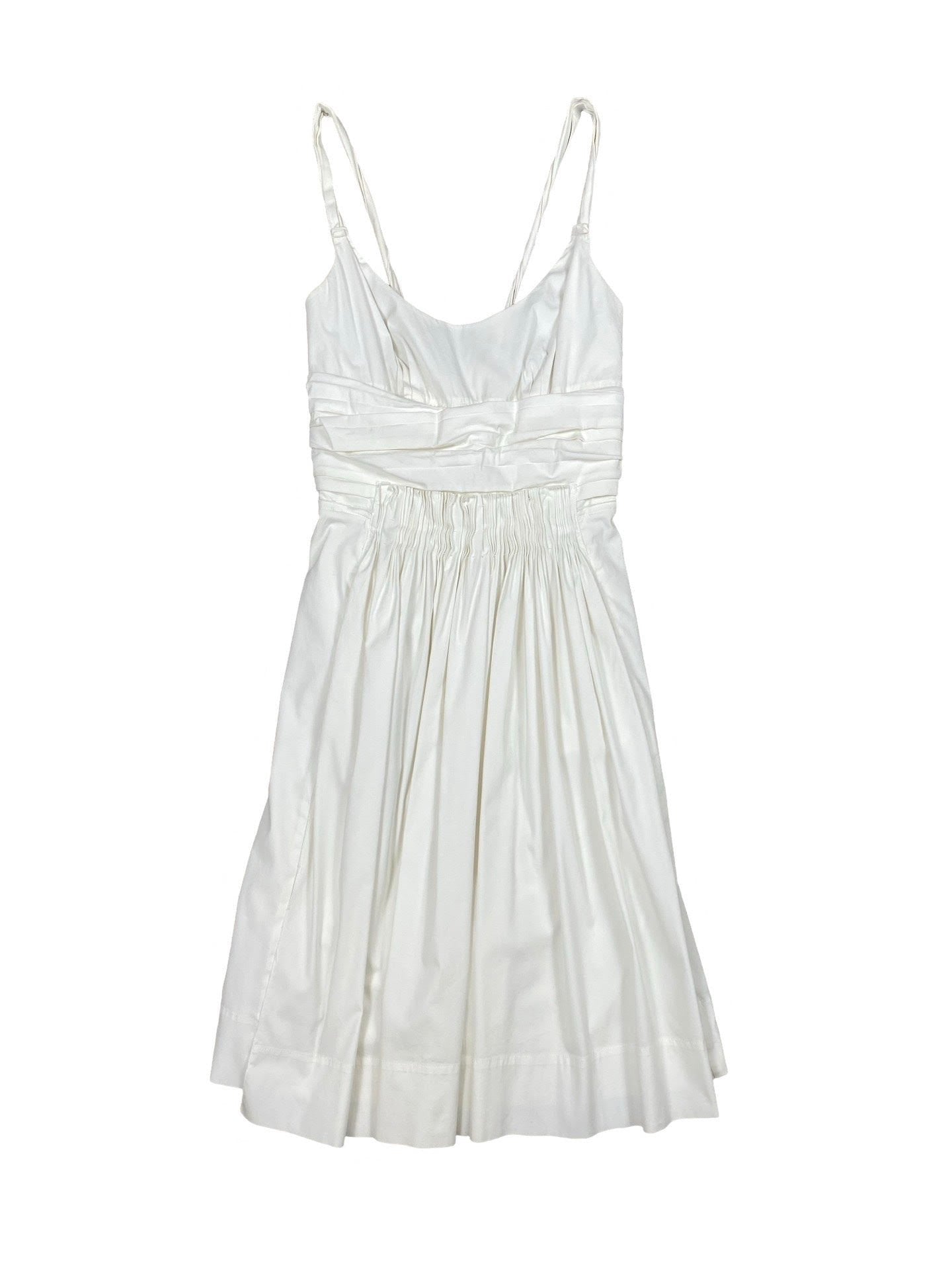 Prada White Linen Pleated Mini Dress