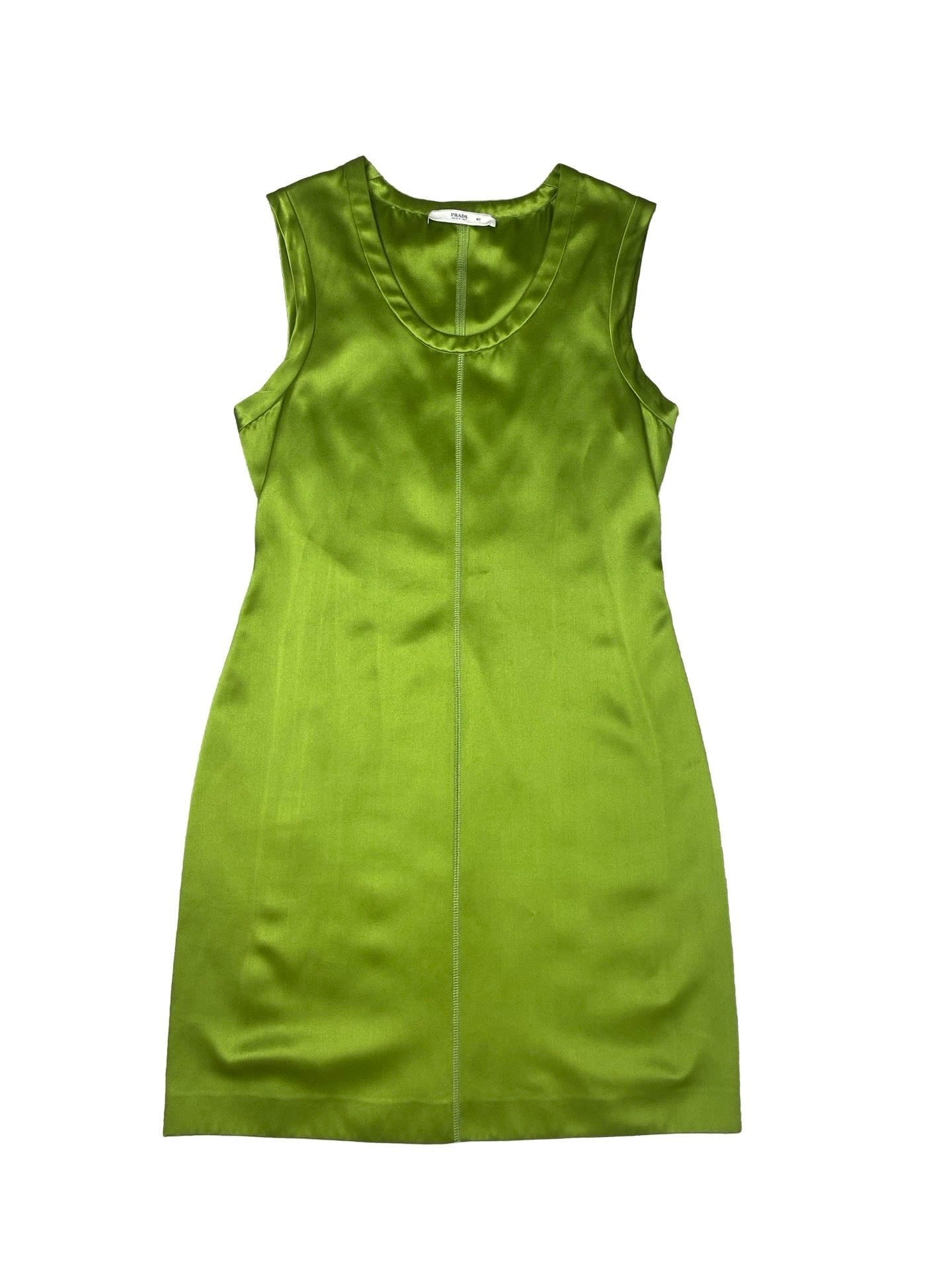 Prada Green Boxy Fit Mini Dress