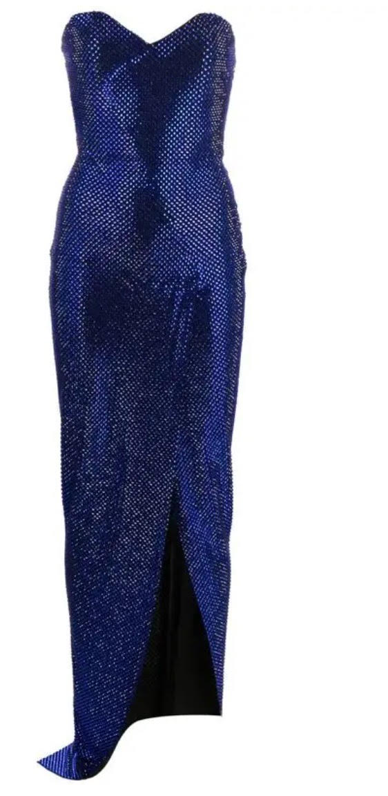 Alexandre Vauthier Blue Crystal Strapless Gown