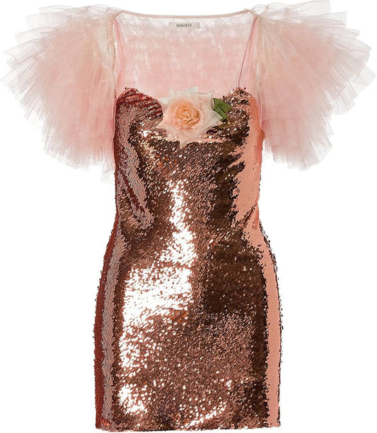 Rodarte Pink Sequin Mini Dress With Matching Shrug