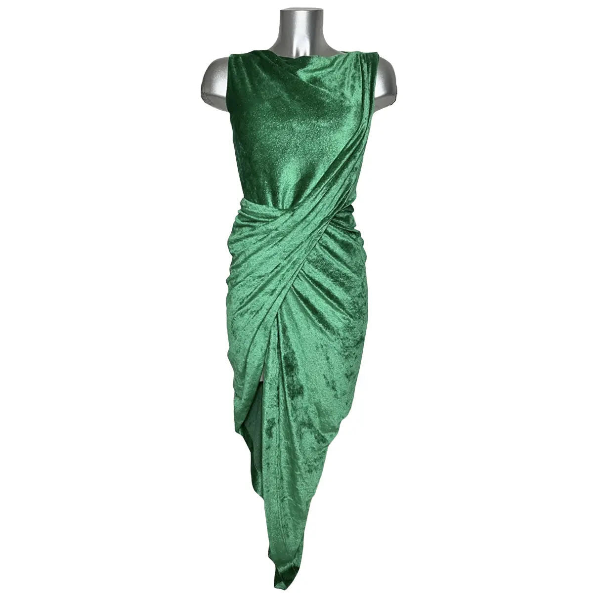 Vivienne Westwood Green Velvet Sleeveless Wrap Midi Dress