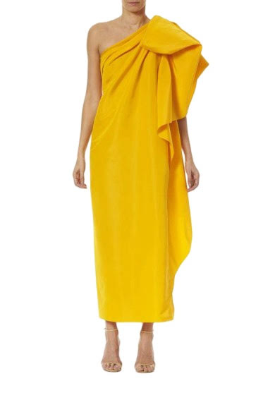 Carolina Herrera Yellow Strapless Bow Dress