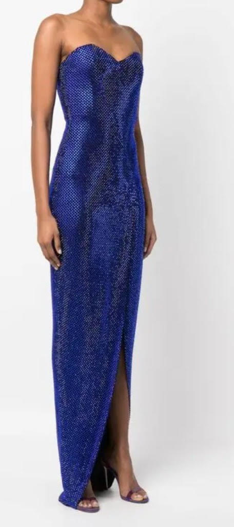 Alexandre Vauthier Blue Crystal Strapless Gown