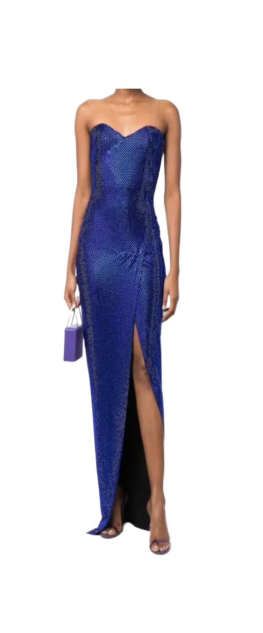 Alexandre Vauthier Blue Crystal Strapless Gown