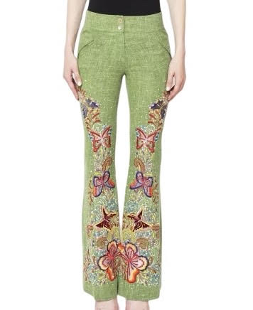 Christian Dior Green Butterfly Embroidered Pants