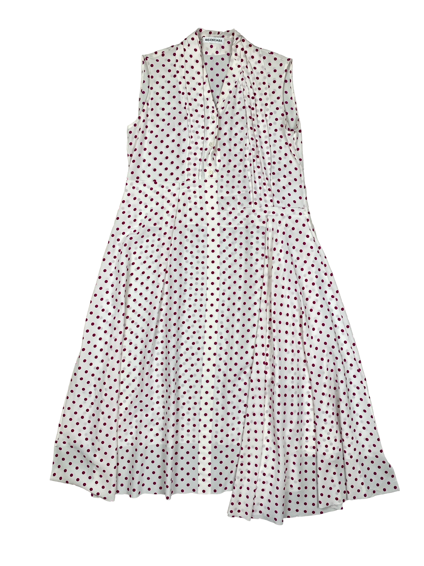 Balenciaga Black & White Polk-A-Dot Sleeveless Dress