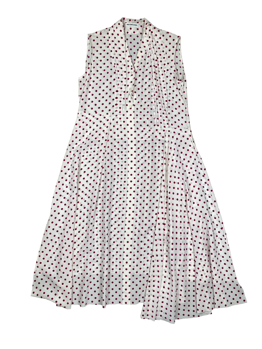 Balenciaga Black & White Polk-A-Dot Sleeveless Dress