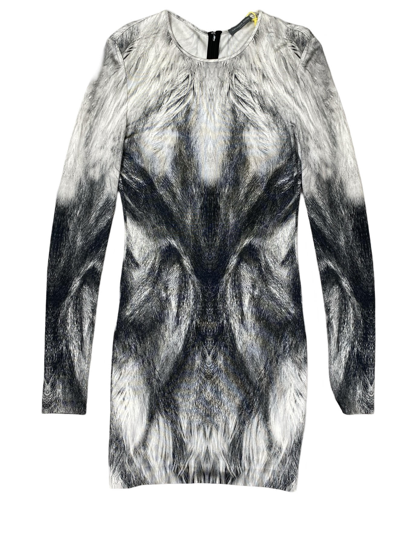 Alexander McQueen Grey Fur Looking Long Sleeve Dress