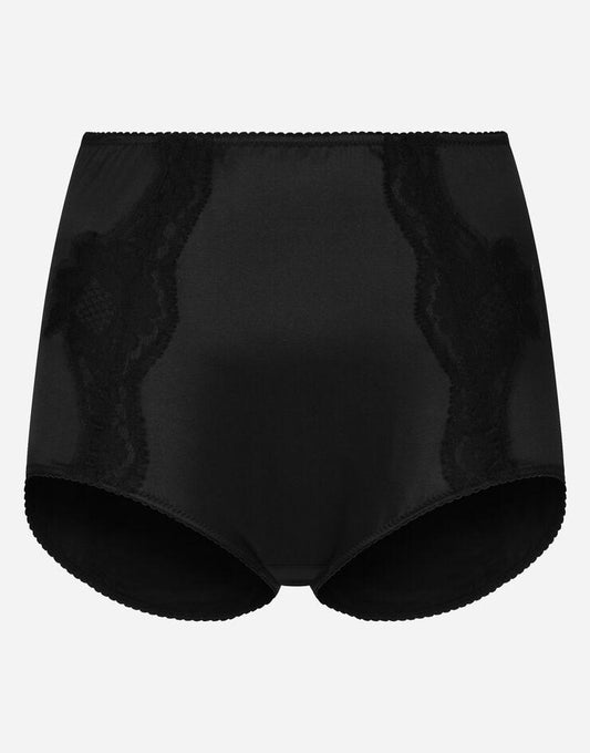 Dolce & Gabbana Black High-Cut Mini Shorts With Lace Detail