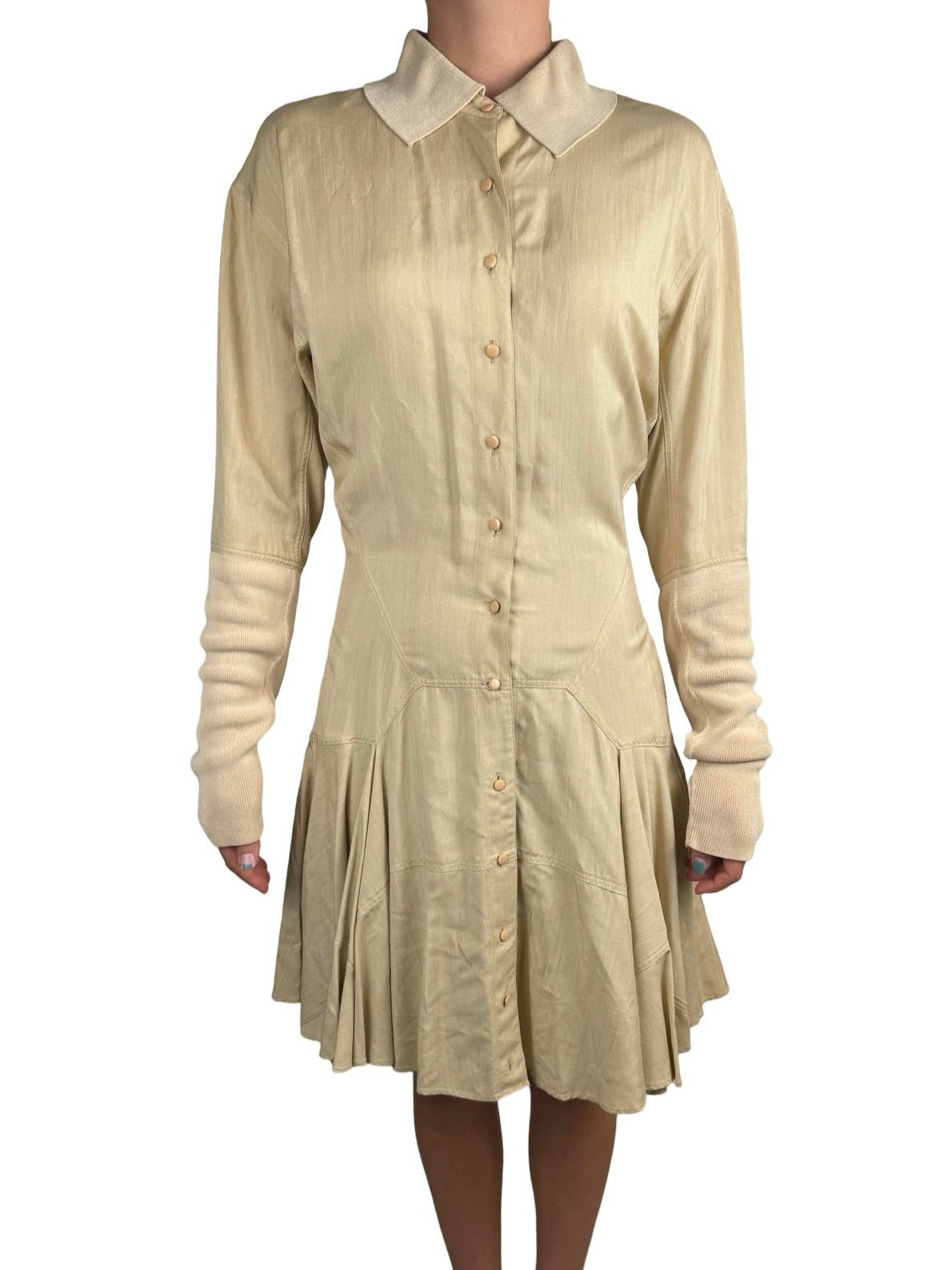 Alaia Brown Suede Collared Longsleeve Dress