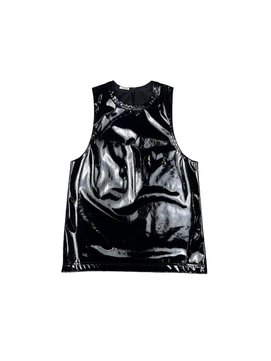 Miu Miu Black Vinyl Sleeveless Mini Dress