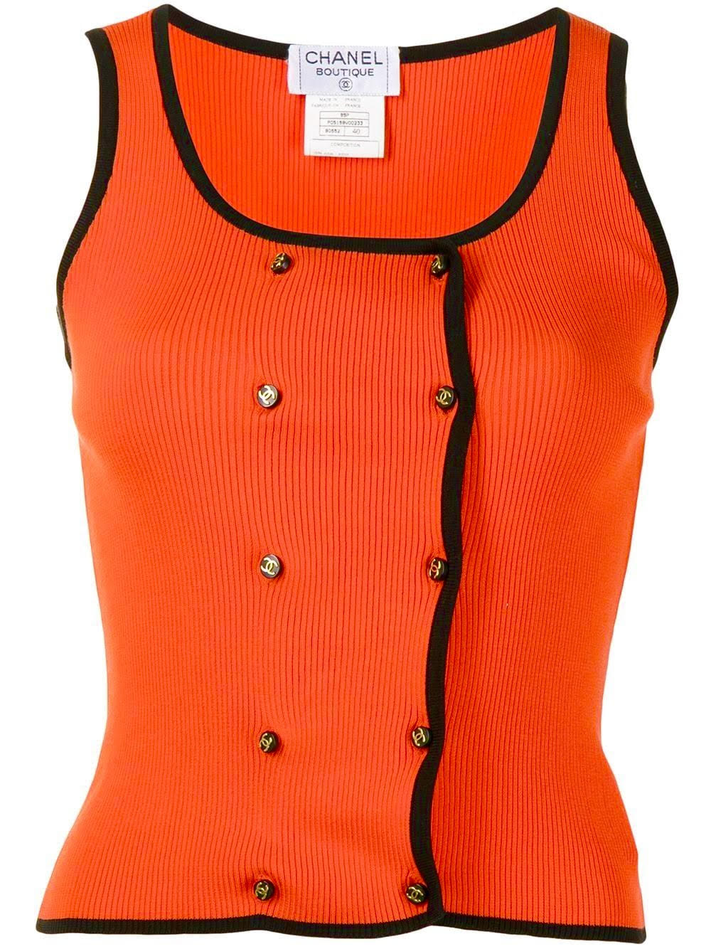 Chanel Knit Tank Top With Buttons