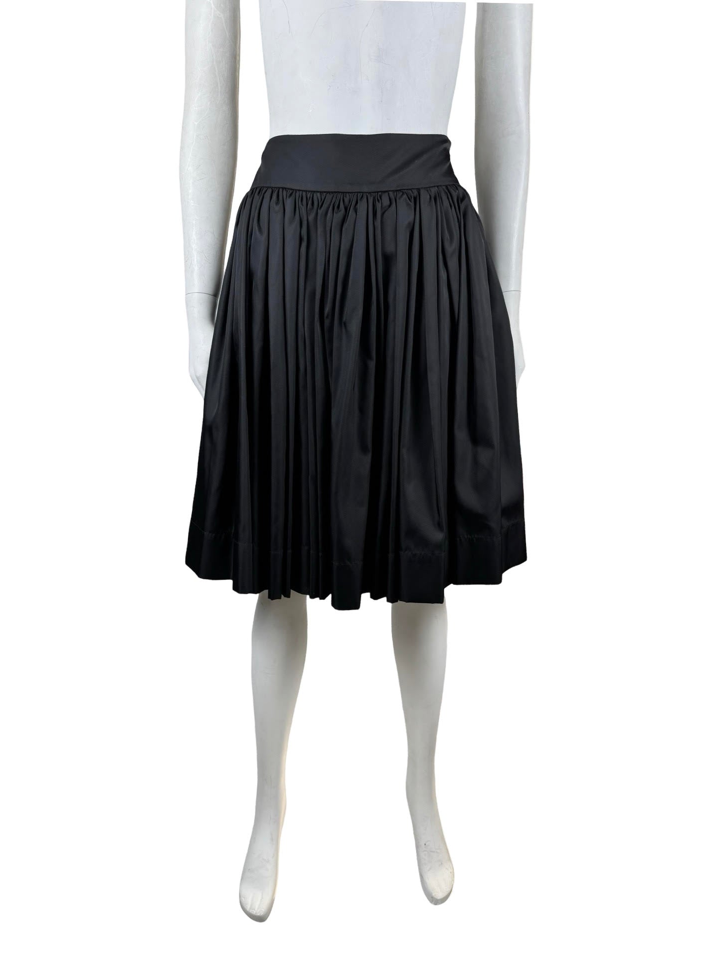 Prada Black Satin Pleated Skirt