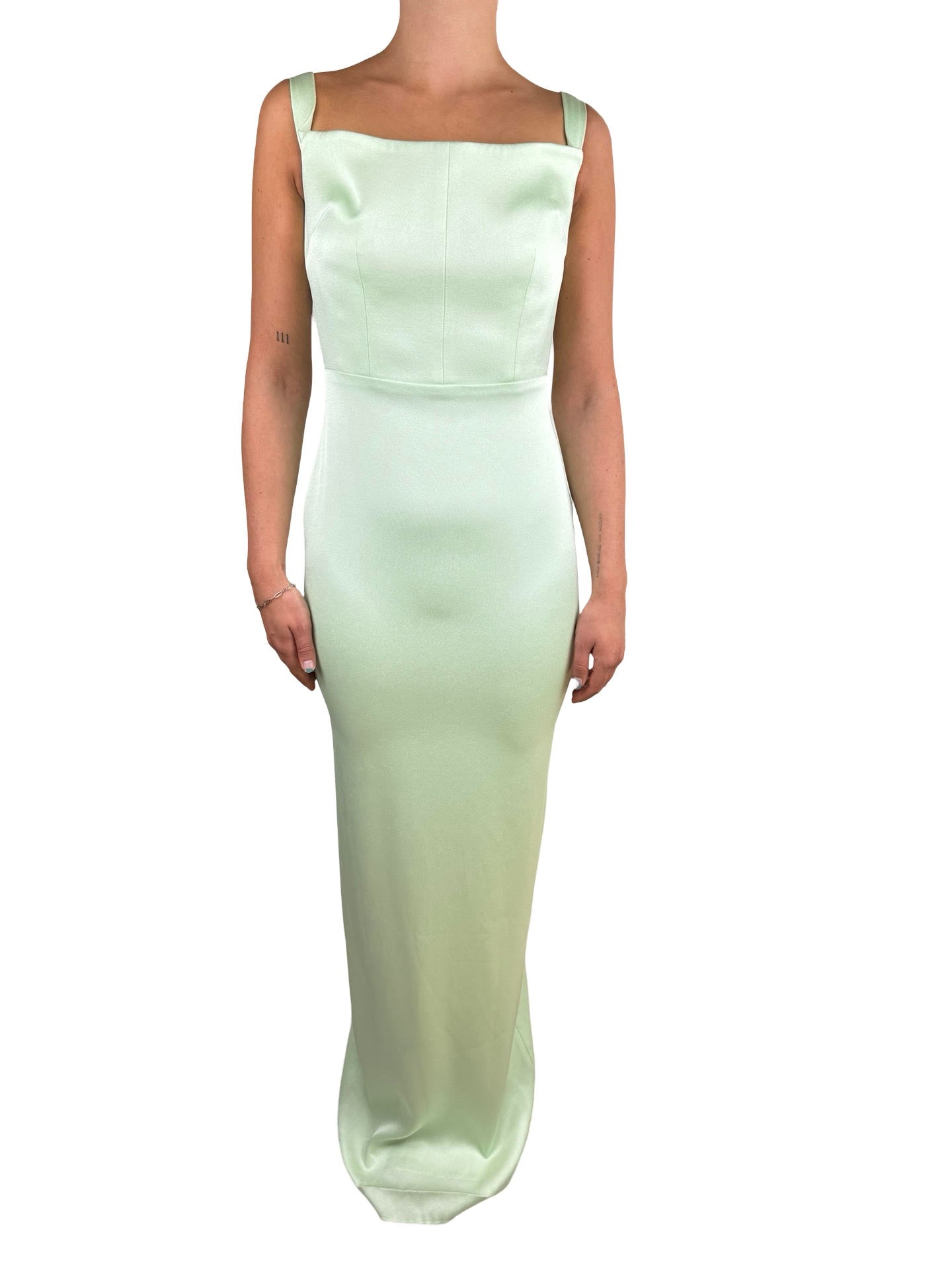 Alex Perry Green Satin Gown