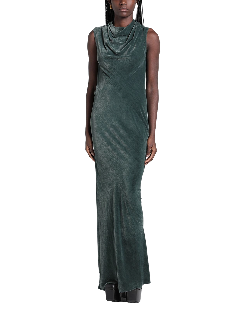 Rick Owens Green Cowl Neck Gown